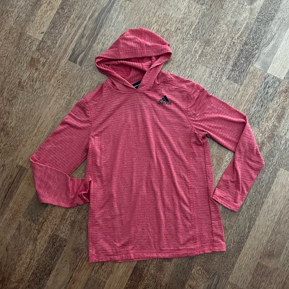 Adidas Hoodie Shirt Pullover Long Sleeve Boys 18 XL Red EUC